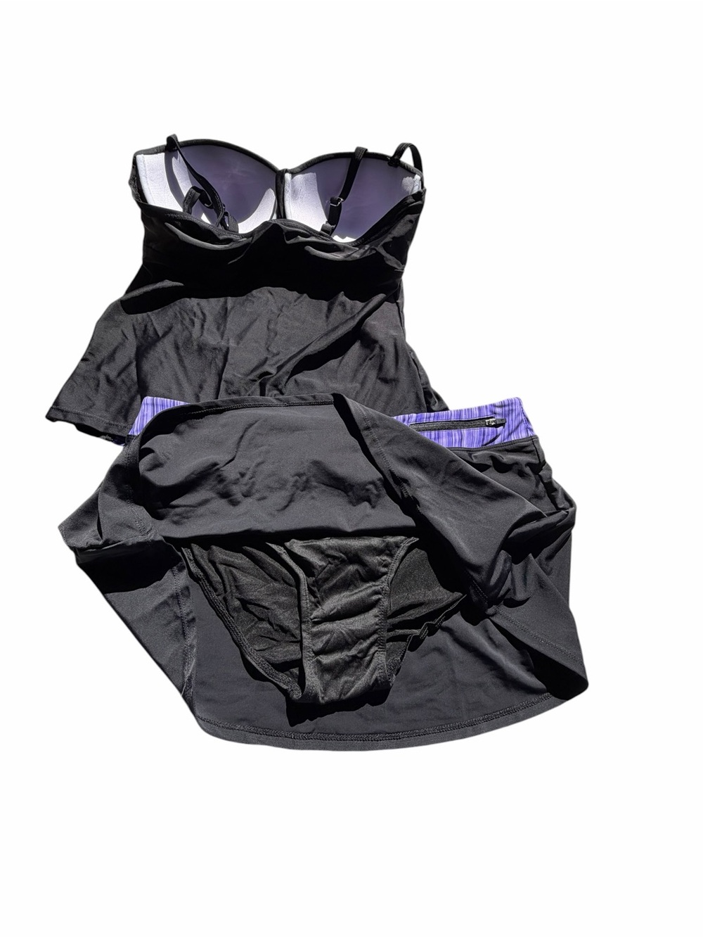 Women's Two Piece Ruched Tankini with Skirted Bottom Swim Suit Size L #260324 - Picture 9 of 10